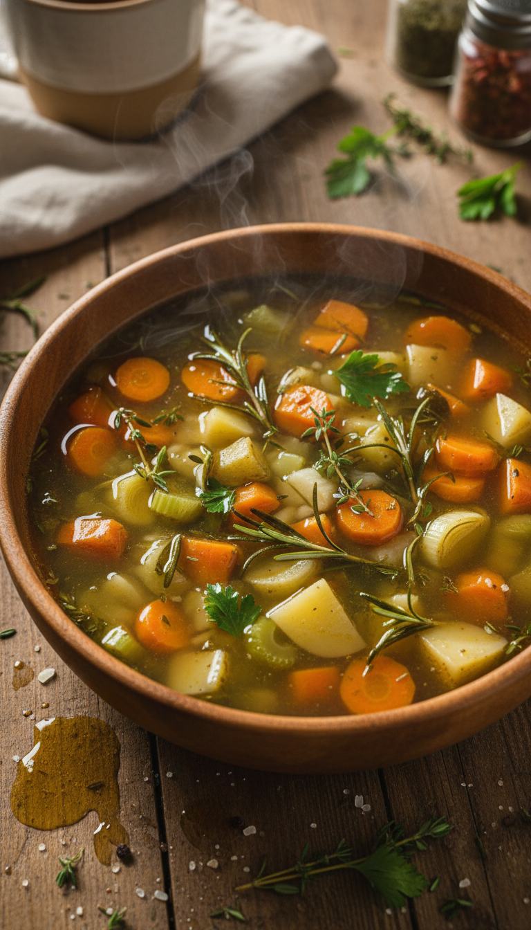 Kräuter Infizierte Gemüsebrühe