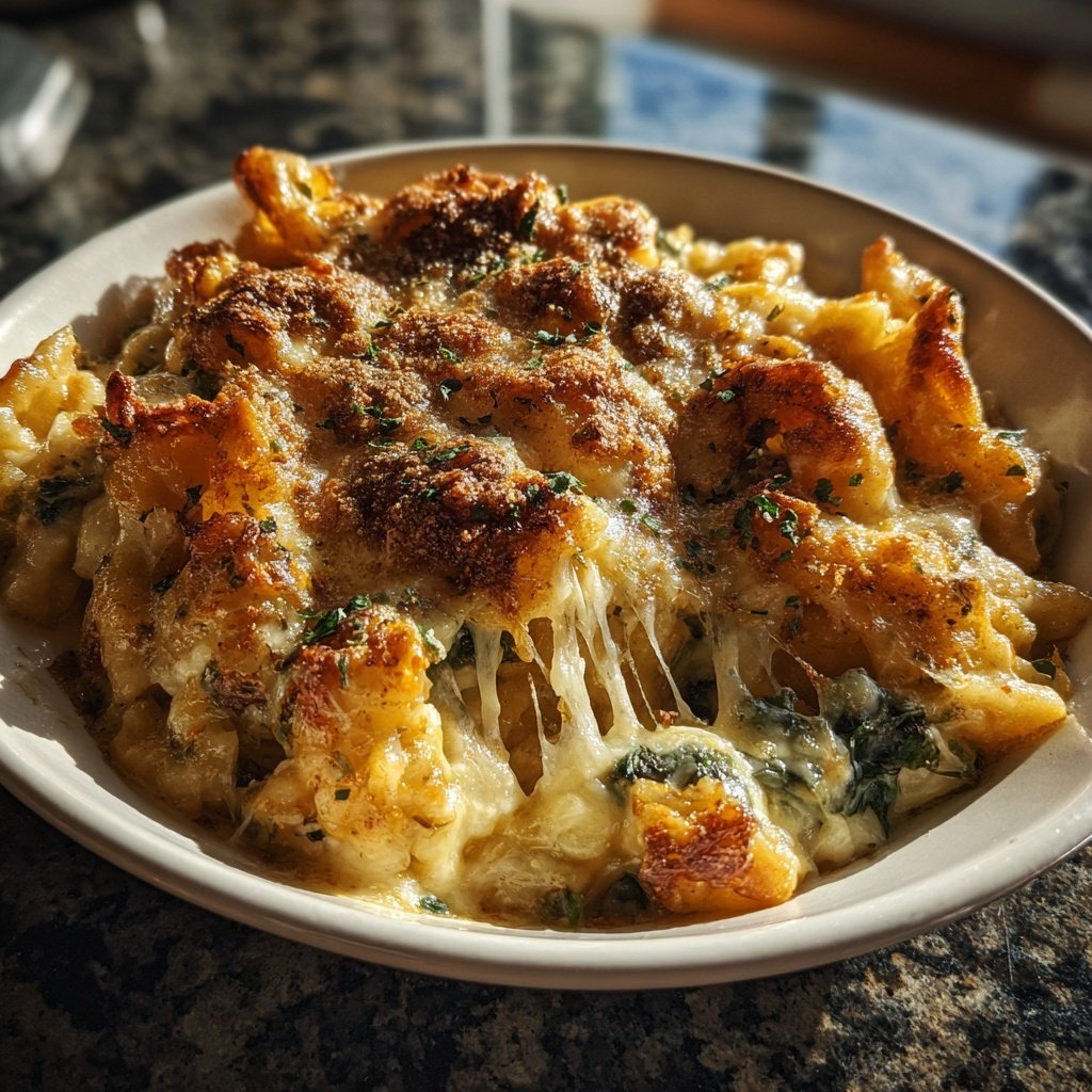 Käsespätzle mit Rahmspinat und Gouda