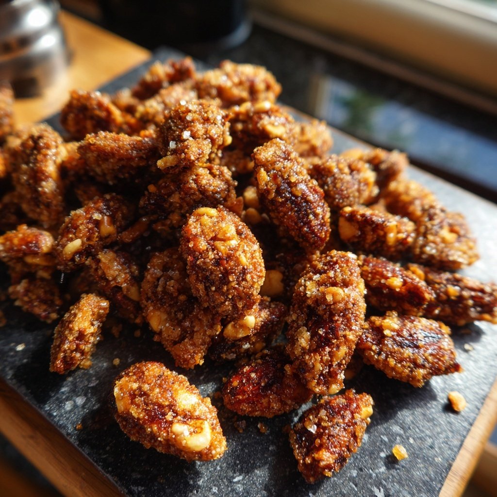 Gebrannte Mandeln mit braunem Zucker und Meersalz