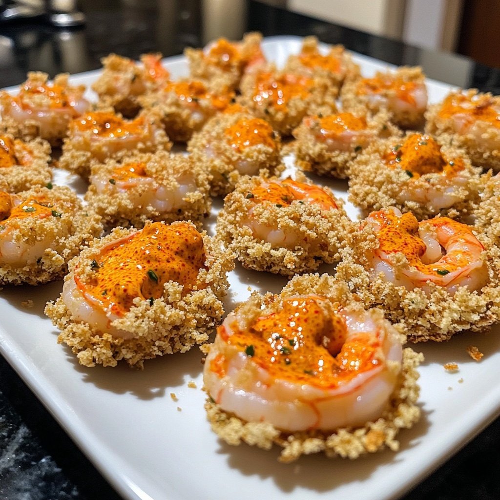 Rotgarnelen mit Paprika-Aioli auf Knoblauch-Croûtons