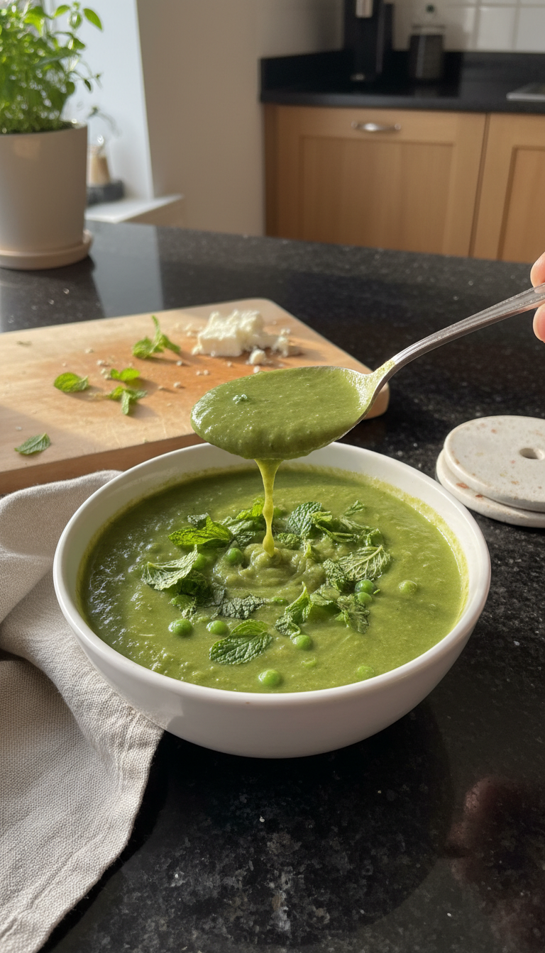 Minz Erbsen Suppe mit Sahne