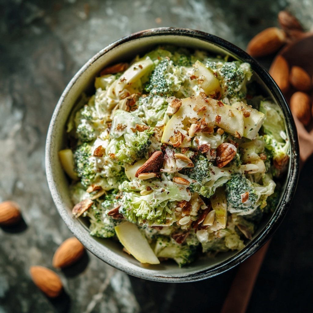 Brokkoli-Käse-Salat mit Apfelstücken