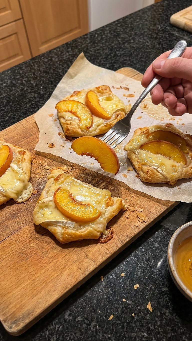 Frische Pfirsich Brie Snacks