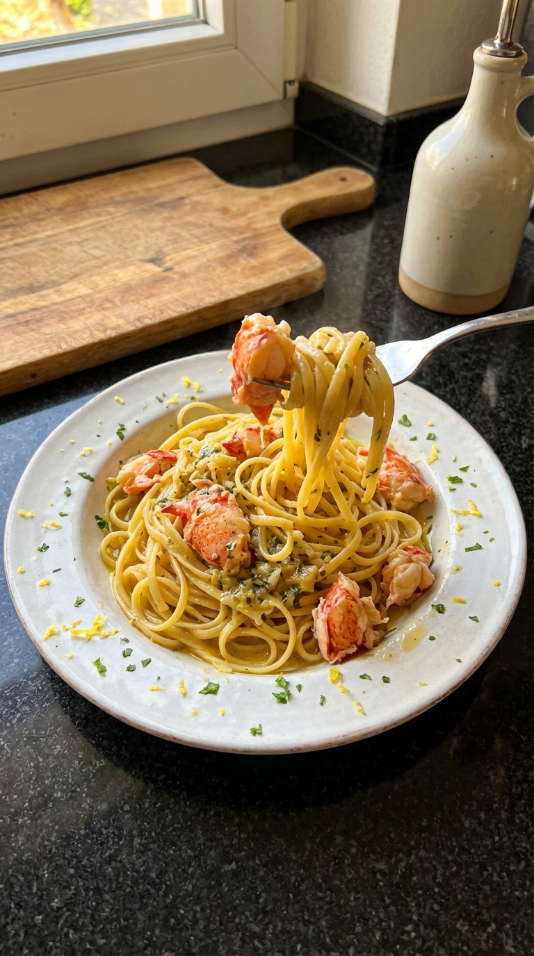 Zitronen Knoblauch Hummer Linguine​
