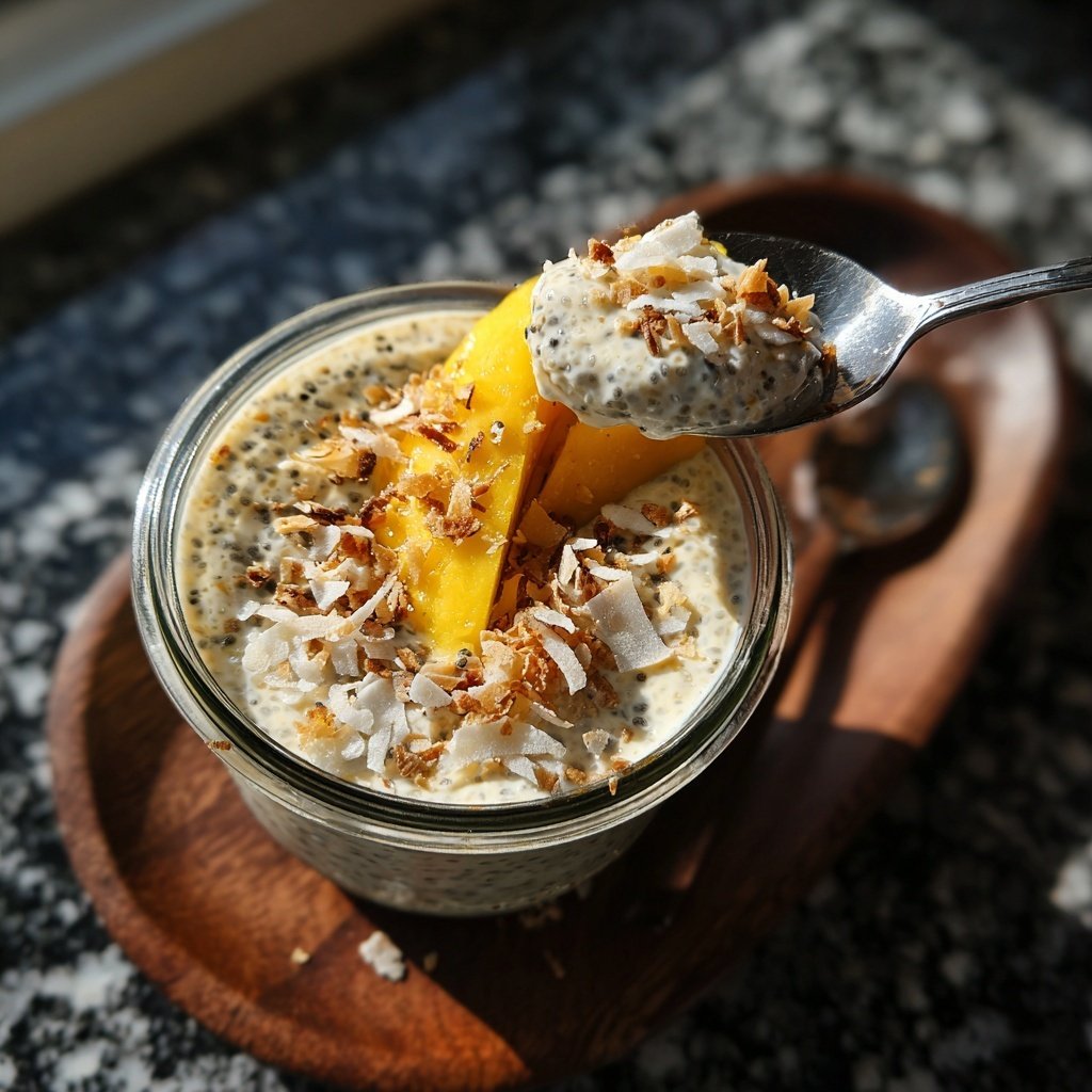 Vanille-Chia-Pudding mit Mangostückchen