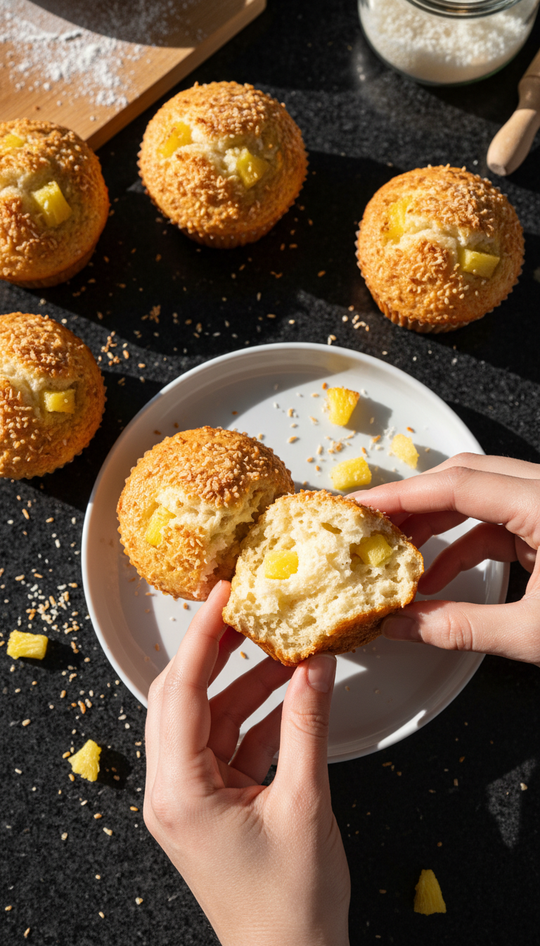 Luftige Kokos Muffins mit Ananas