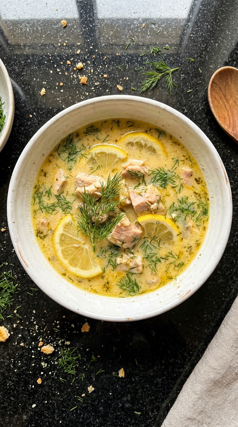 Zitronen Dill Hähnchen Suppe