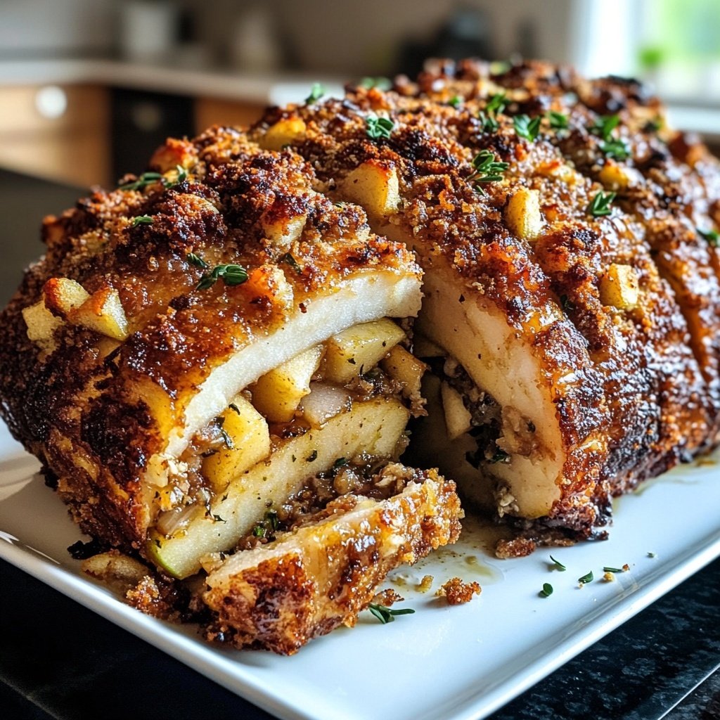 Gefüllte Weihnachtsgans mit Apfel und Beifuß