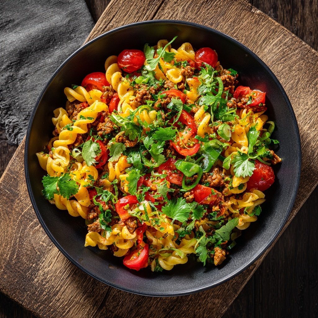 Schneller Taco-Pasta-Salat mit Dressing