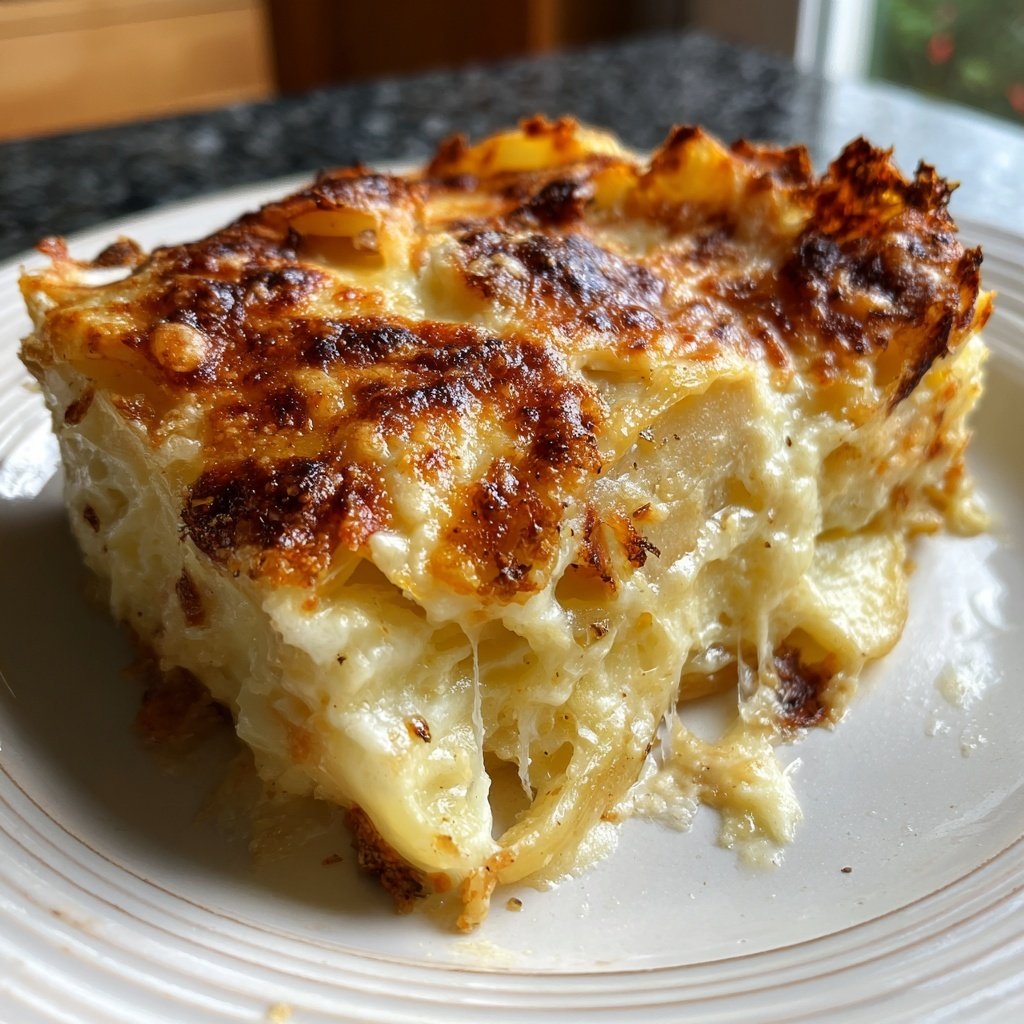 Kartoffelgratin-Raclettepfännchen mit Sahne, Knoblauch und Käse​