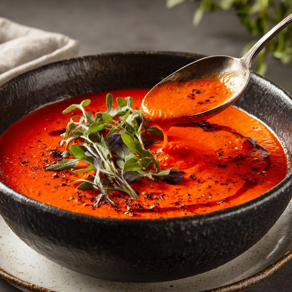 Geröstete Rote Paprika Suppe cremig