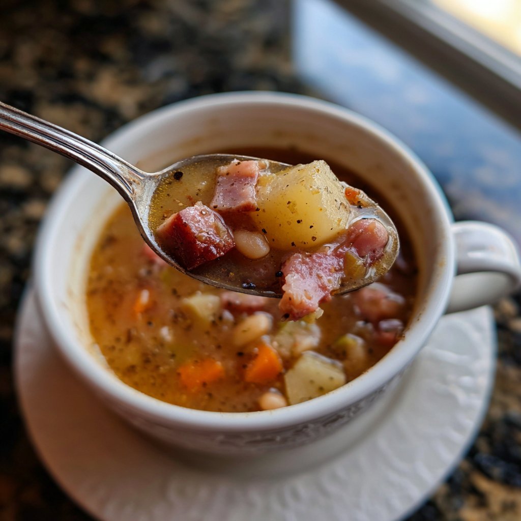 Schinken-Bohnen-Suppe mit Kartoffeln
