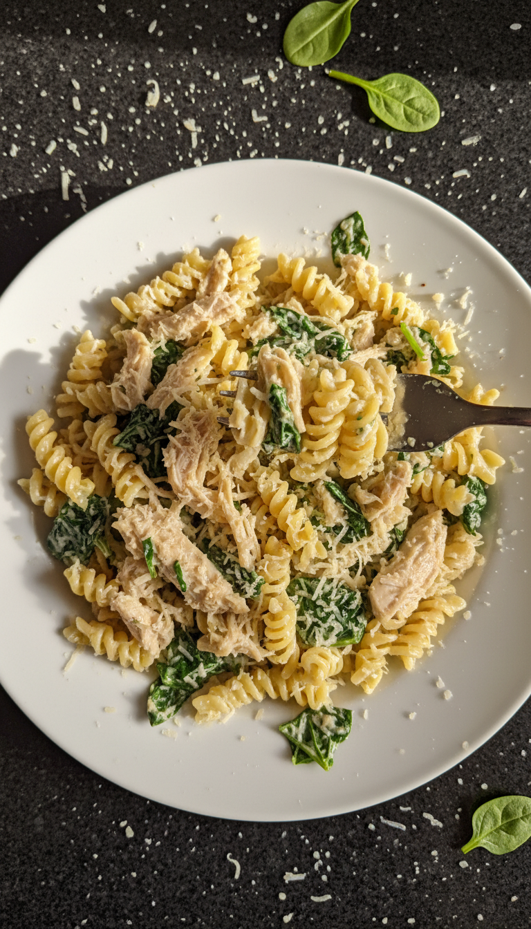 Cremige Hähnchen Spinat Pasta