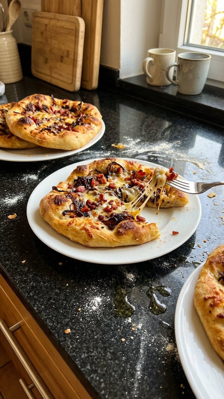 Karamellisierte Zwiebel Speck Fladenbrote