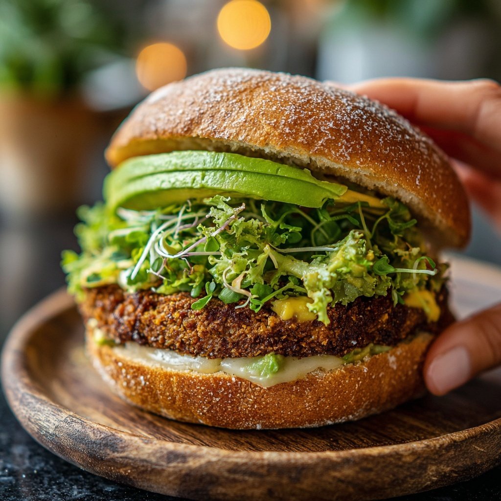 Seetang Kelp Burger mit Avocado