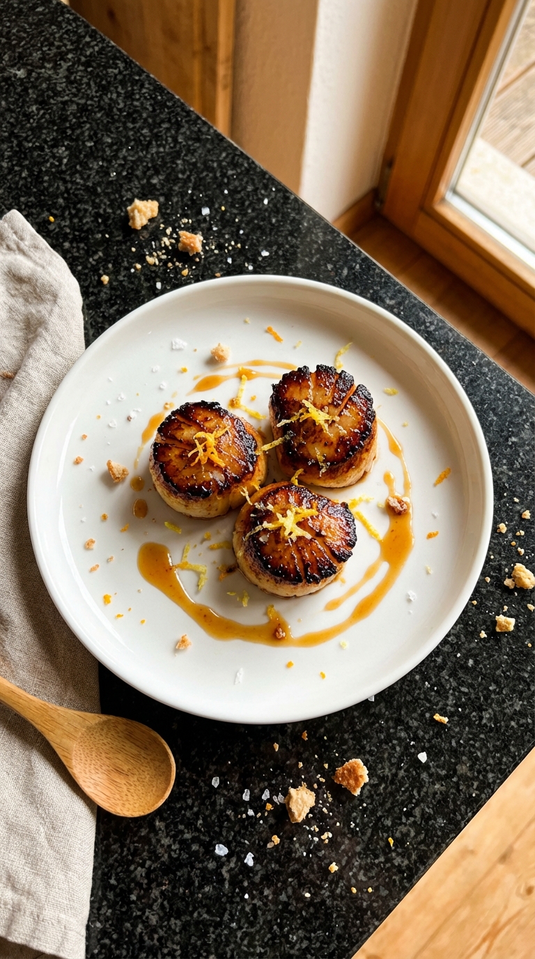 Karamellisierte Jakobsmuscheln mit Zitrus​