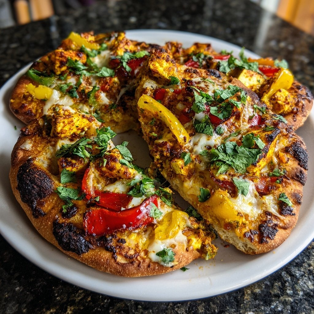 Paneer Naan Pizzas indische Köstlichkeit