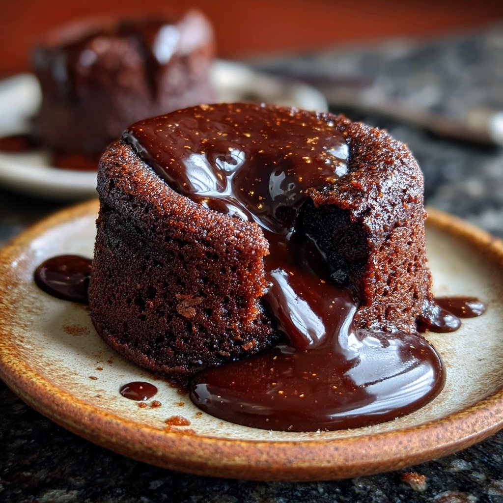 Dunkel Schokoladen-Vanille Molten Cake