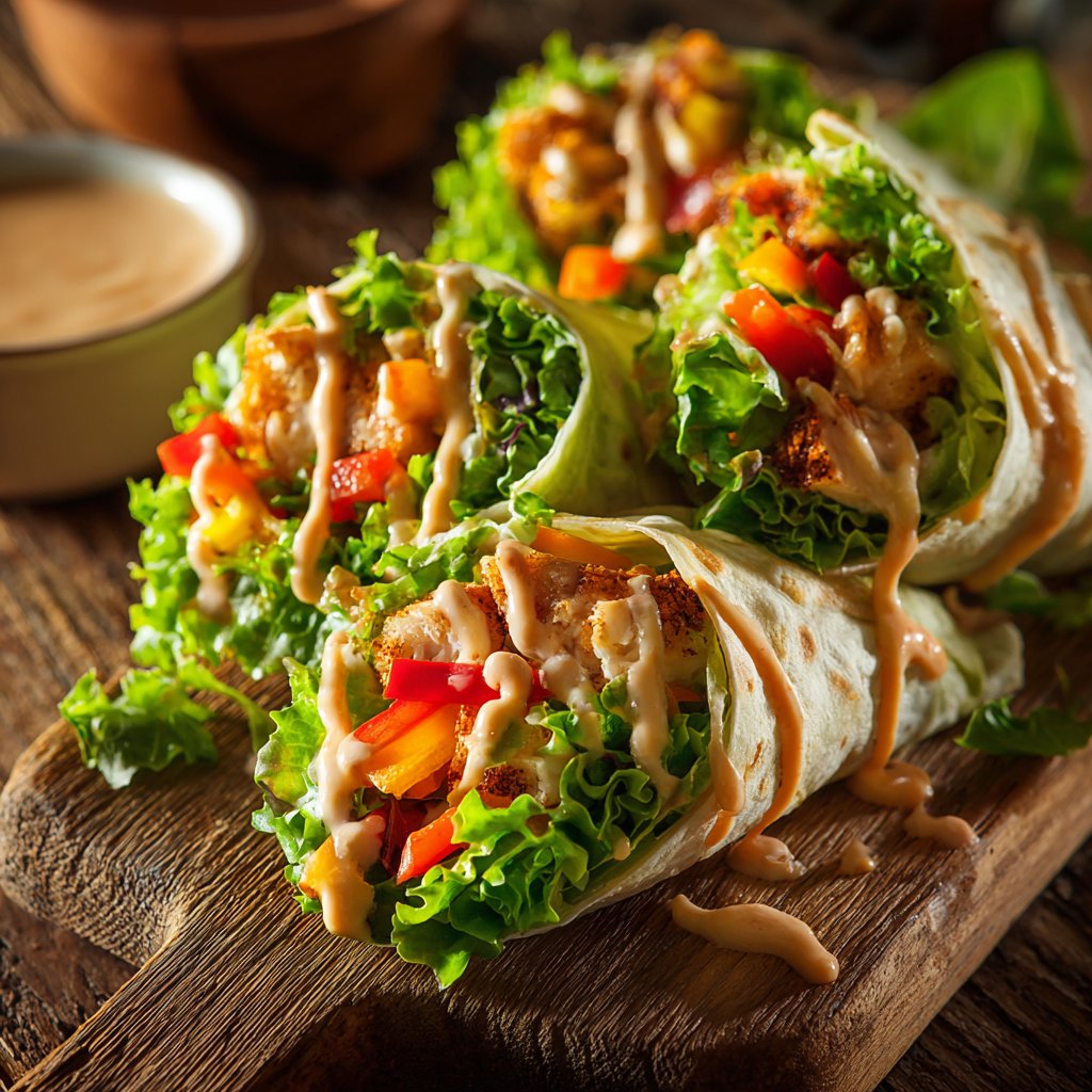 Salatwraps mit Erdnussdressing