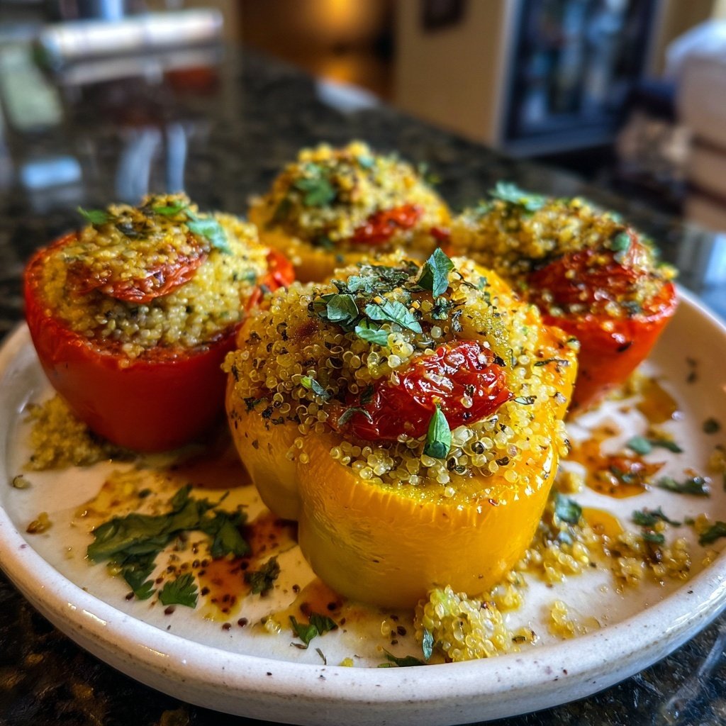 Mit Kräutern gefüllte Quinoa-Paprika