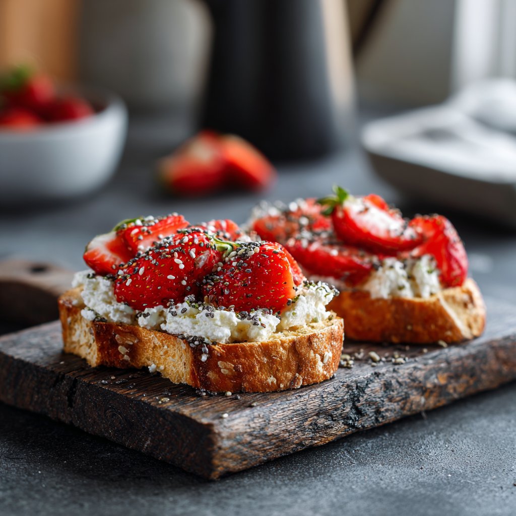 Erdbeer-Quark-Frühstücks-Toast