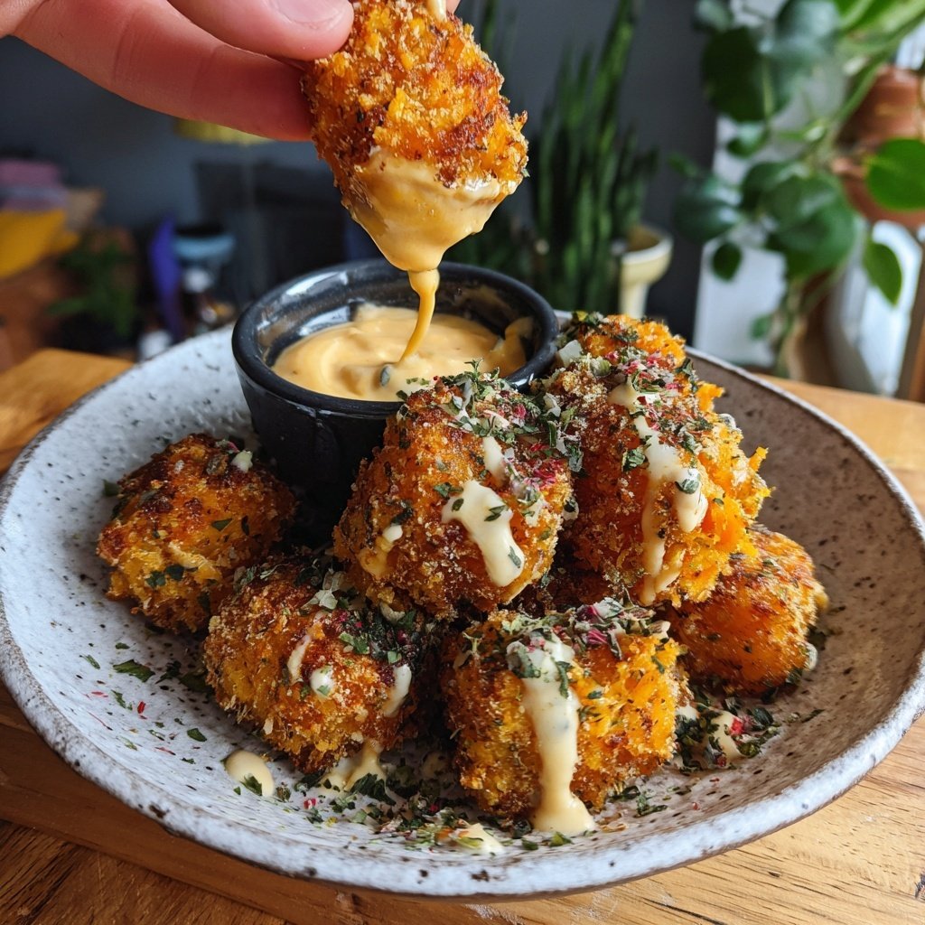 Süßkartoffel Tots mit Dip Soße